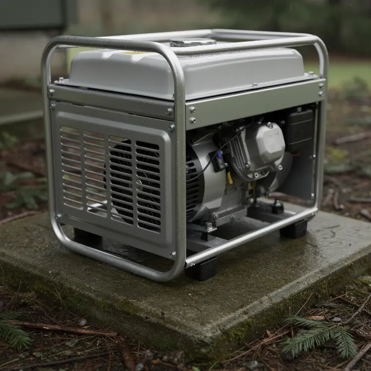 Portable Standby Generator on Concrete Pad