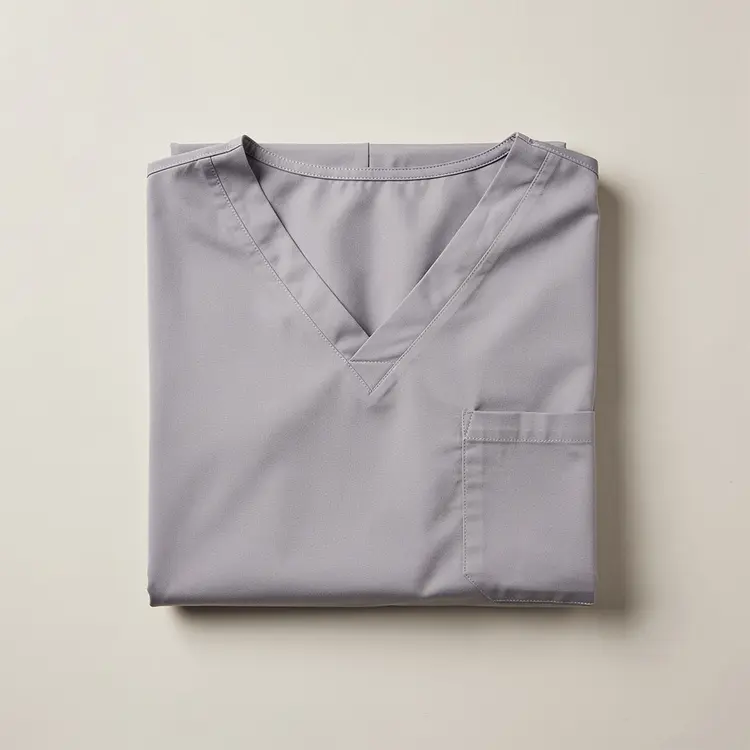 Folded Gray Medical Scrub Top