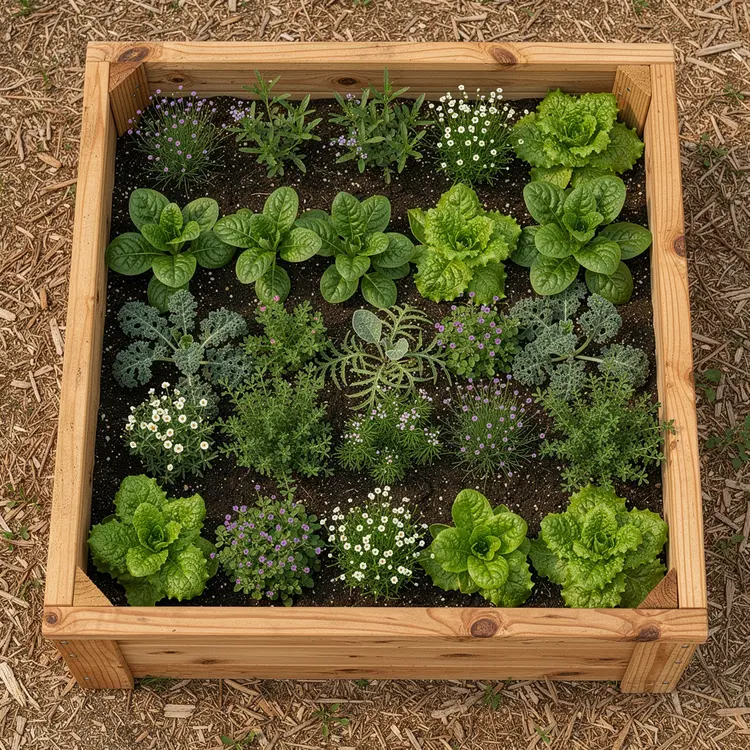 Cedar Raised Garden Bed with Vegetables and Herbs