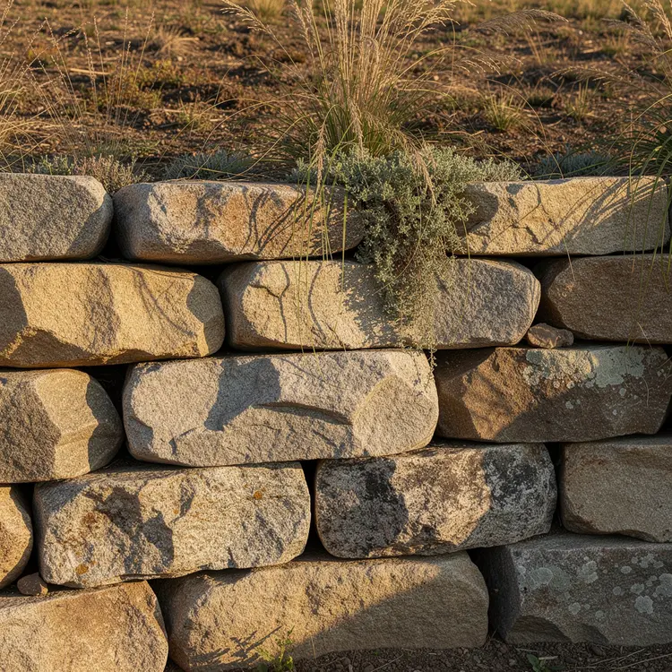 Natural Boulder Retaining Wall on Prairie Terrain