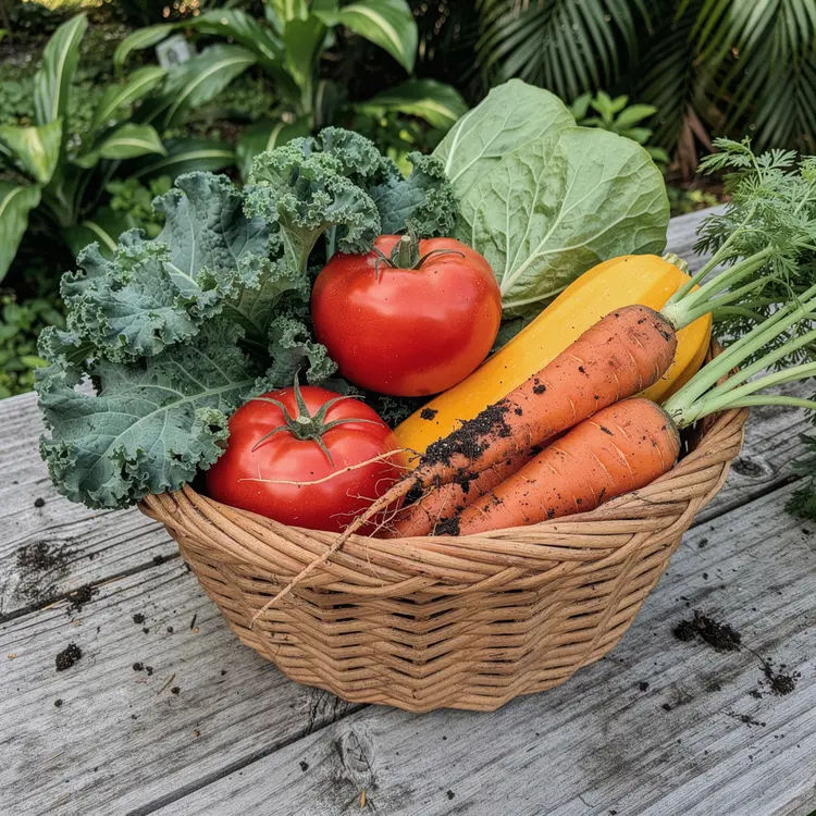 Fresh Vegetable Garden Harvest Basket
