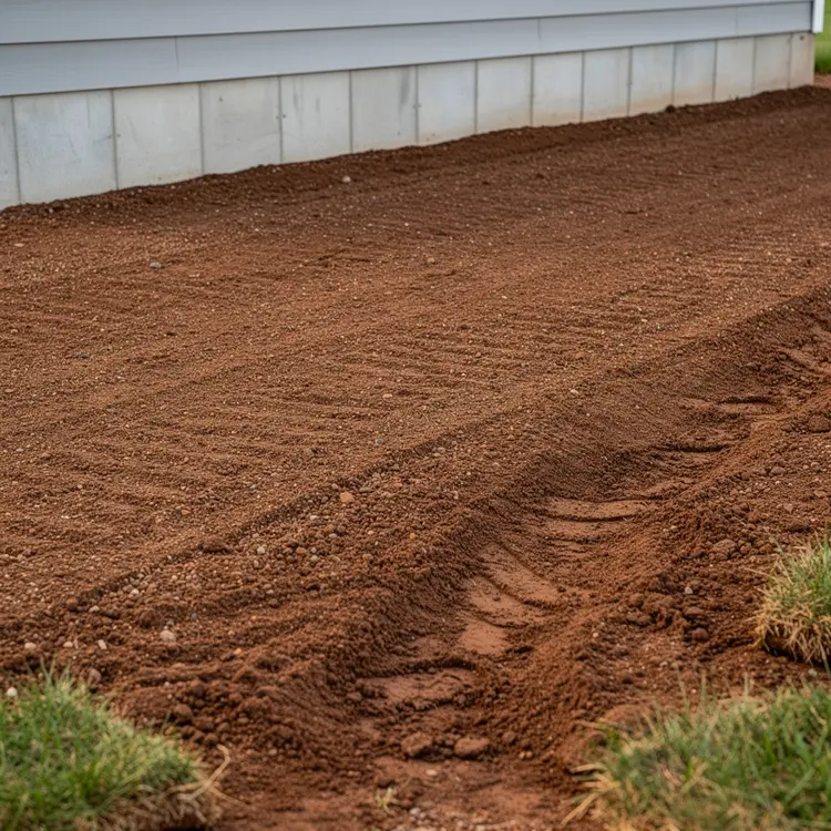 Freshly Graded Residential Lot with Drainage Swale