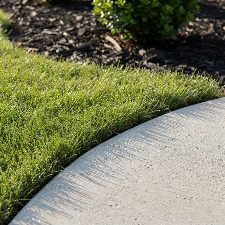 Freshly Edged Lawn Border with Concrete Curb