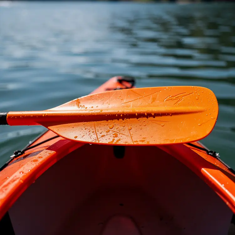 Orange Kayak Paddle on Calm Water