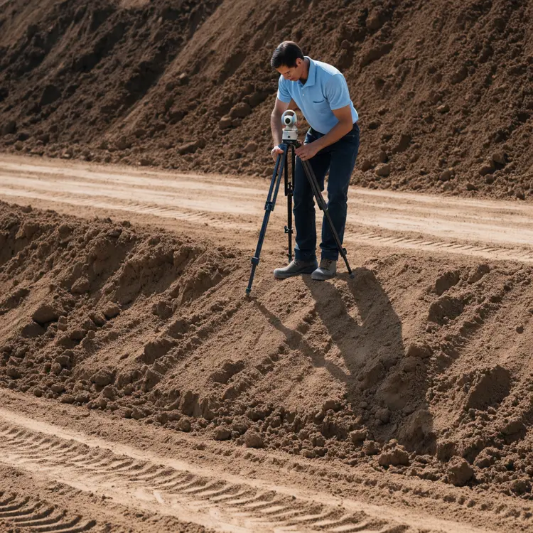 Land Surveyor on Excavation Site