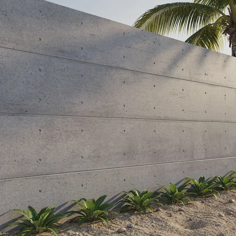 Concrete Retaining Wall with Tropical Landscaping