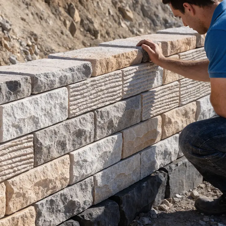Stone Retaining Wall Installation