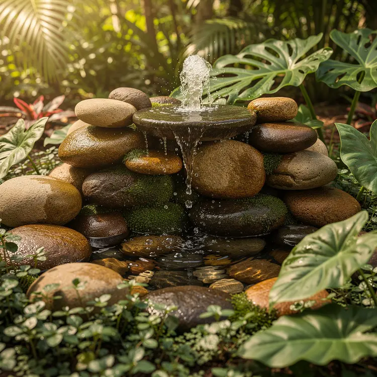 Tropical Bubbling Rock Water Feature