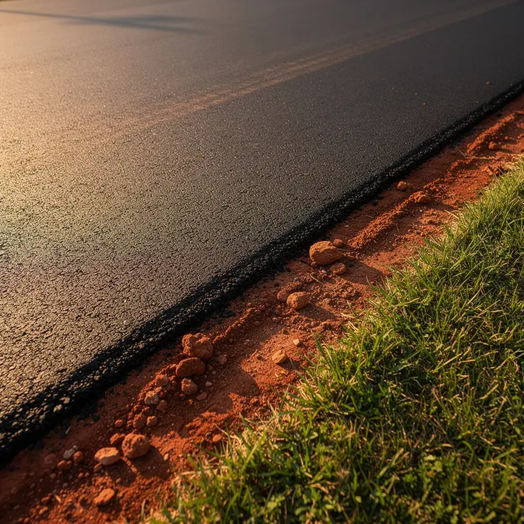 Freshly Paved Residential Asphalt Driveway Edge