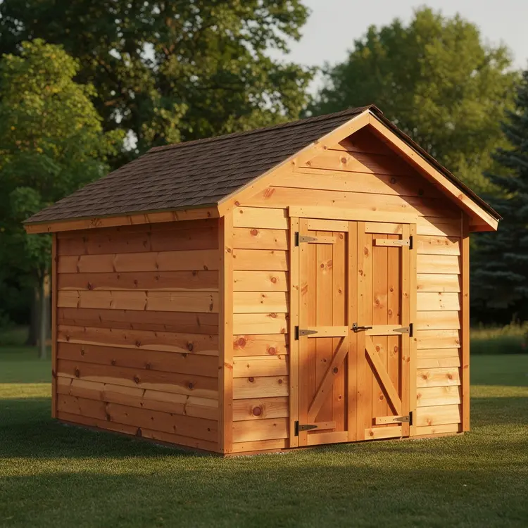 Newly Built Wooden Backyard Storage Shed