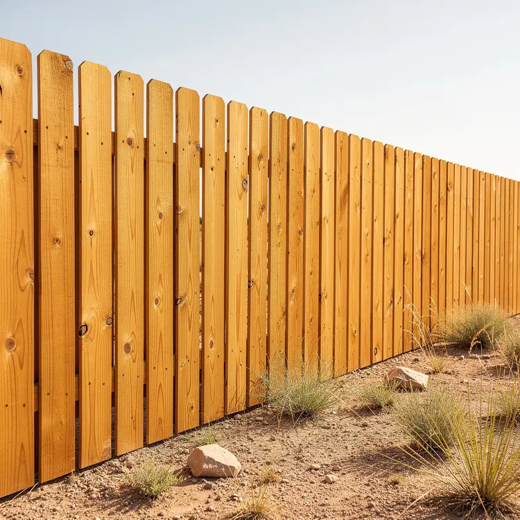 Cedar Wood Privacy Fence in Desert Landscape