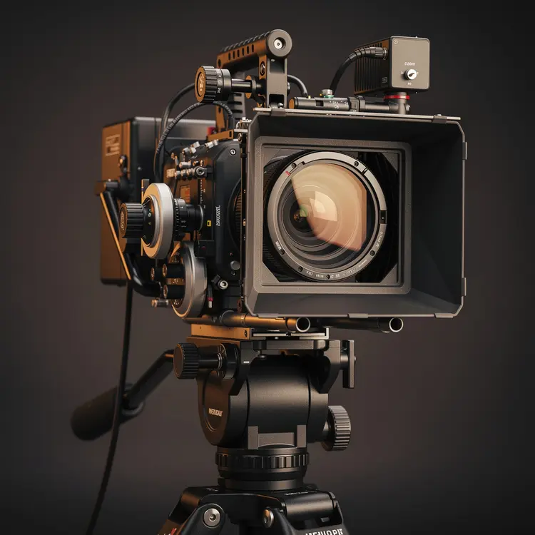 Professional Cinema Camera on Tripod