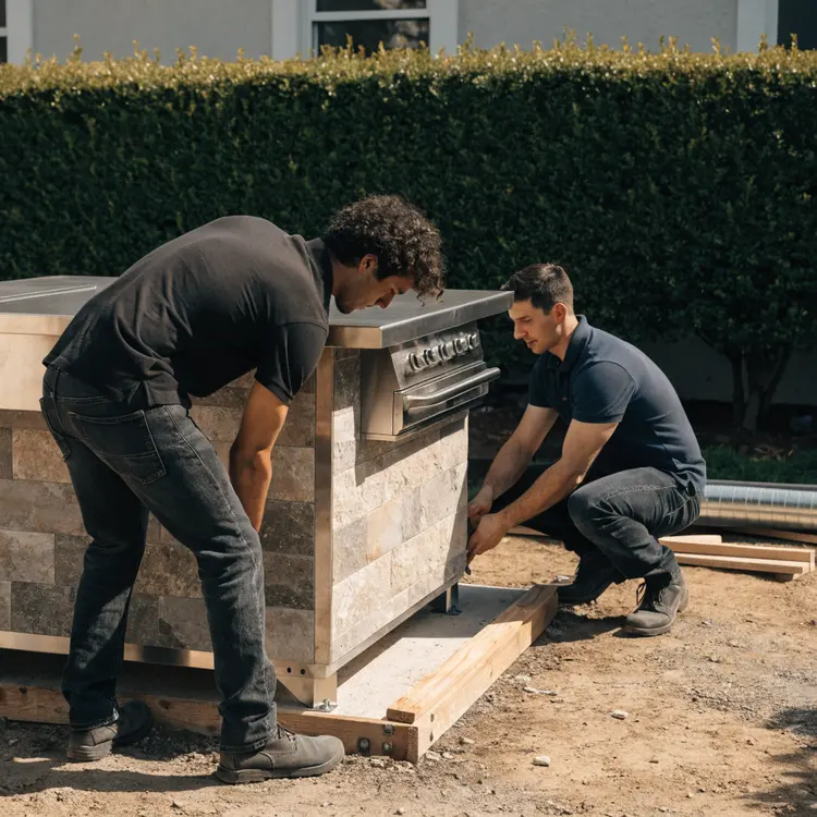 Outdoor Kitchen Installation in Progress