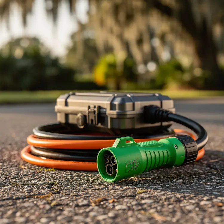 Mobile EV Charging Unit with Cable and Connector