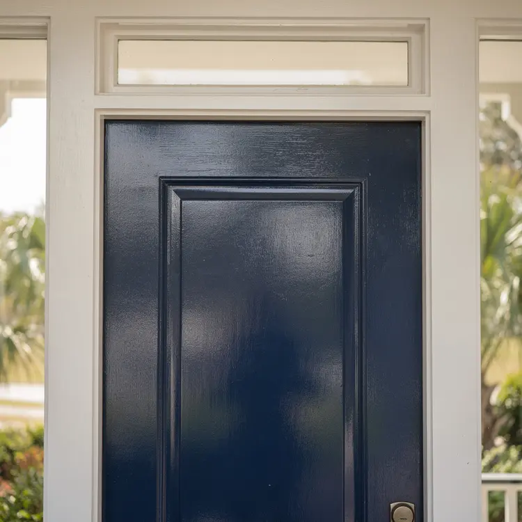 Freshly Painted Navy Blue Front Door