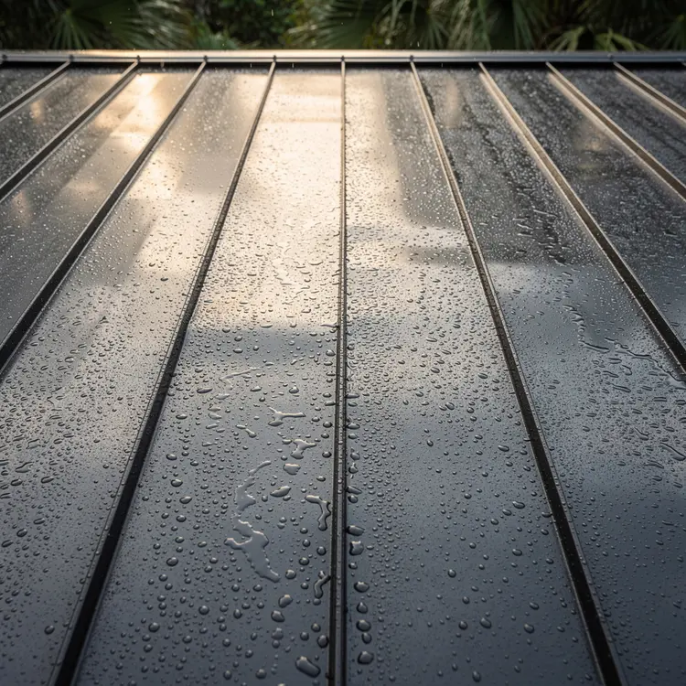 Standing-Seam Metal Roof After Rain