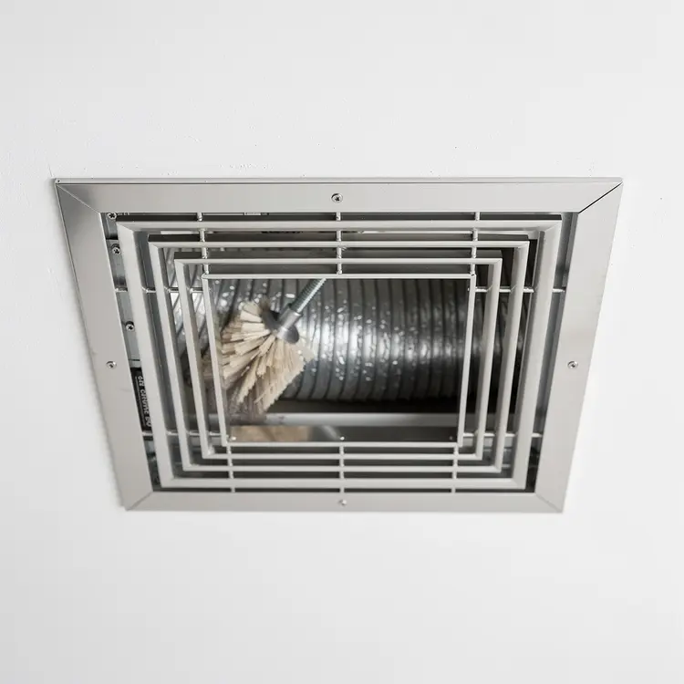 Residential Air Duct Cleaning in Progress
