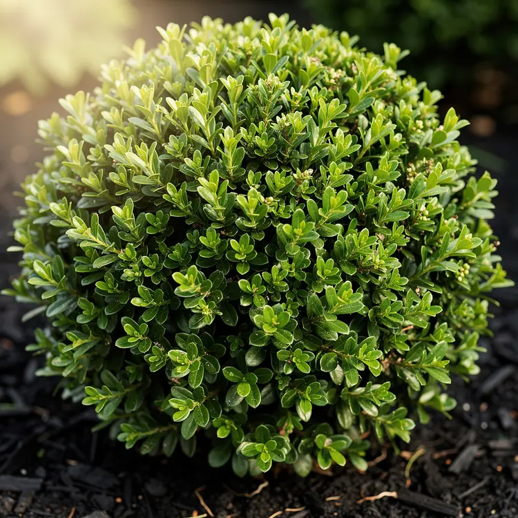 Trimmed Ornamental Shrub in Garden Bed