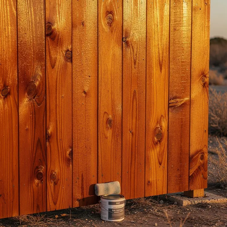 Freshly Stained Cedar Wood Privacy Fence