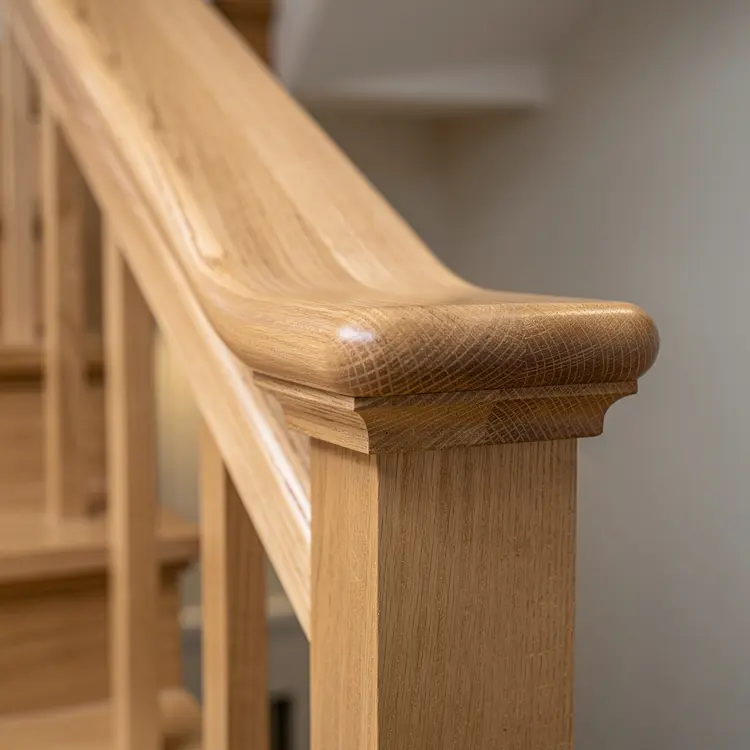 Oak Stair Handrail and Newel Post Detail