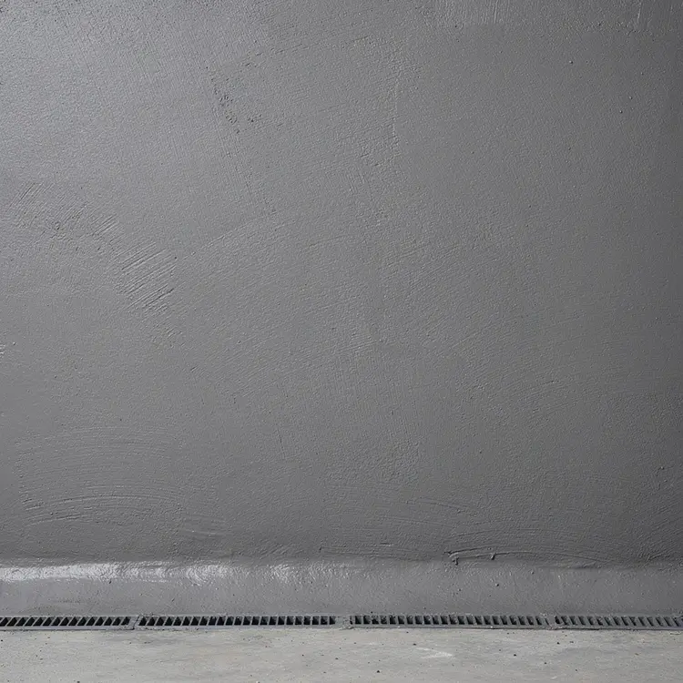 Waterproofed Basement Interior Wall with French Drain
