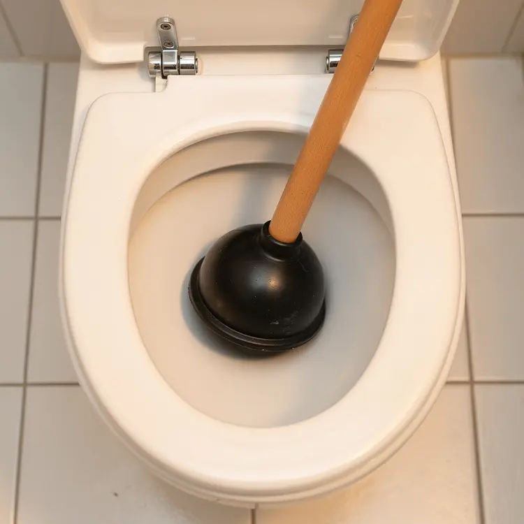 Toilet Plunger in Bowl