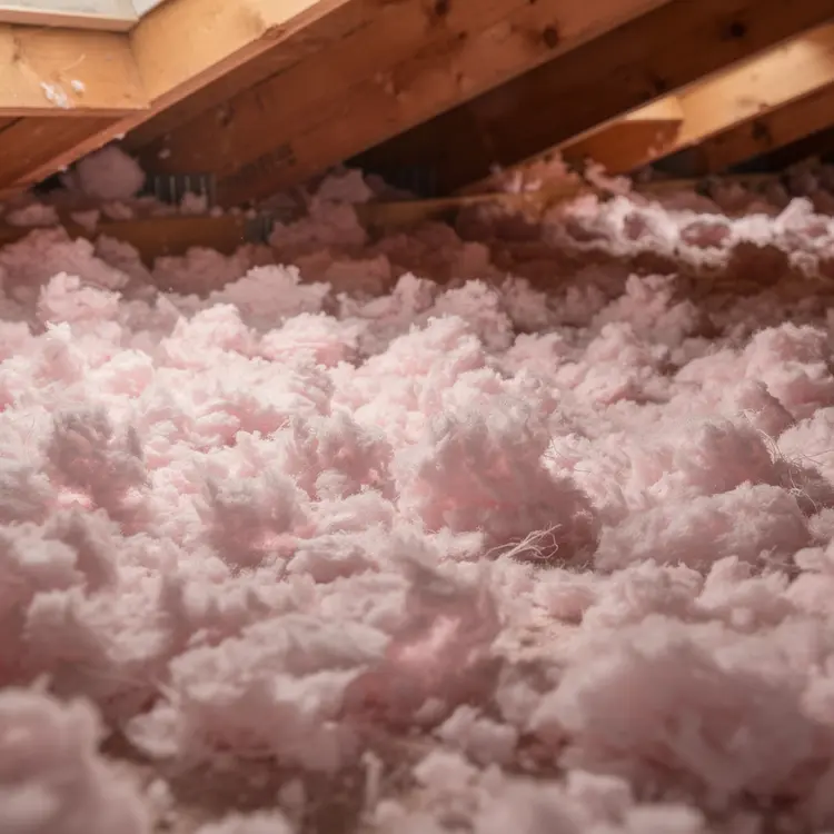 Pink Blown-In Attic Insulation