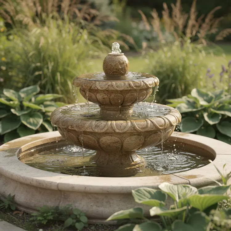 Custom Tiered Stone Garden Fountain