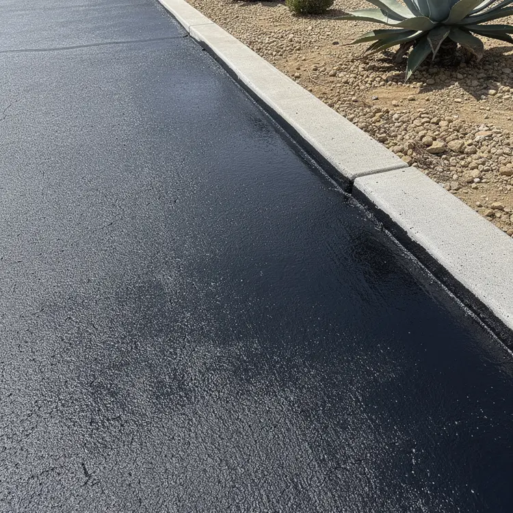 Freshly Sealed Residential Asphalt Driveway