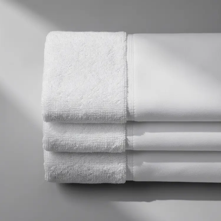 Fresh White Towels and Linens Stack