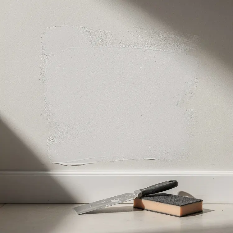Drywall Patch Repair with Putty Knife and Sanding Sponge