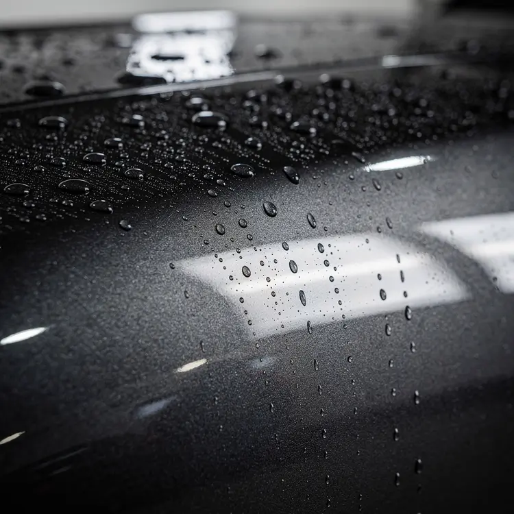 Ceramic-Coated Car Panel with Water Beading