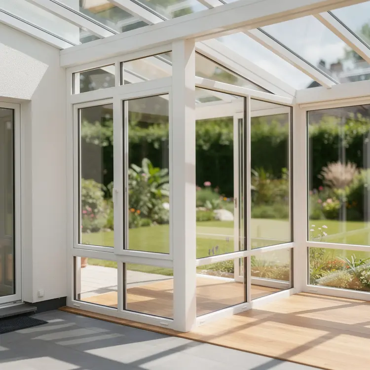 Sunroom with Glass Walls and Garden View
