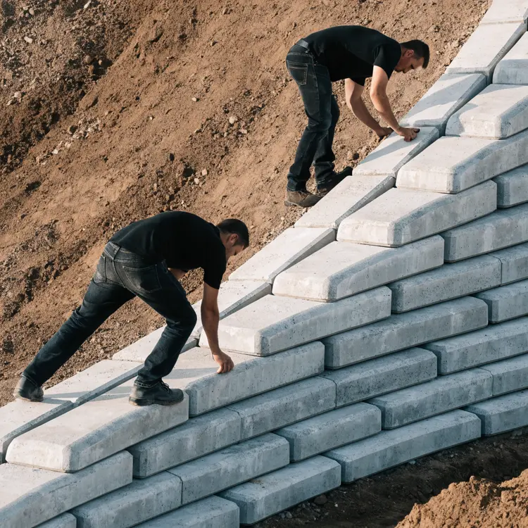 Concrete Block Retaining Wall Installation