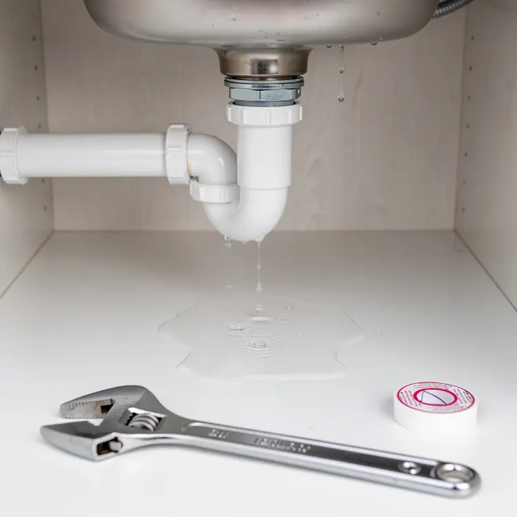 Leaking Under-Sink P-Trap Pipe