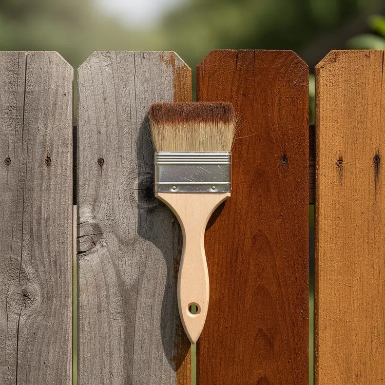 Fence Staining with Paintbrush