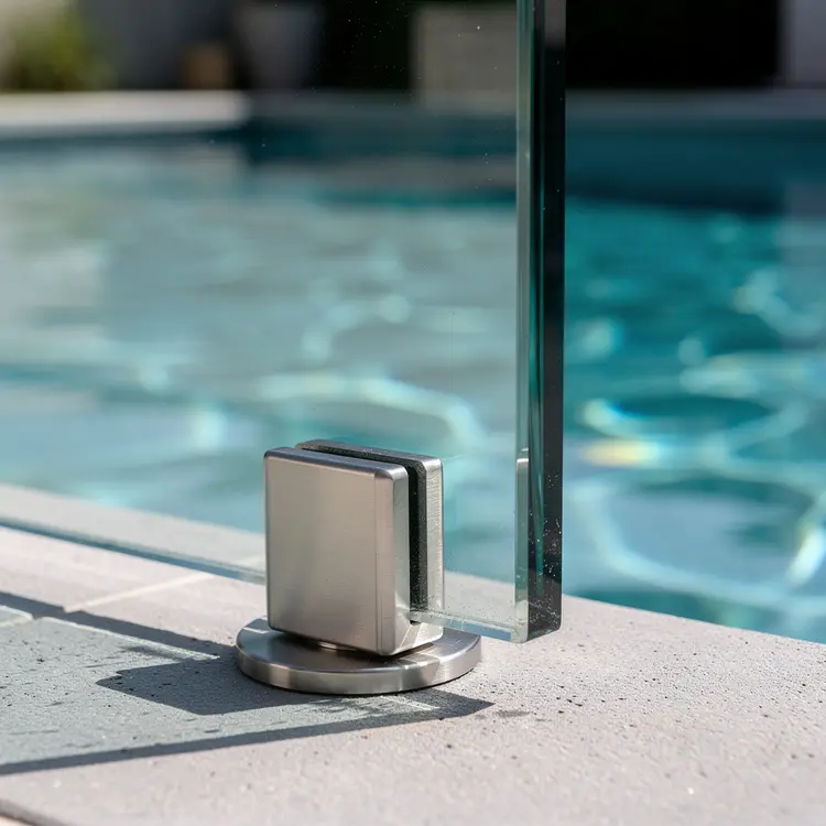 Frameless Glass Pool Fence Panel with Stainless Steel Spigot
