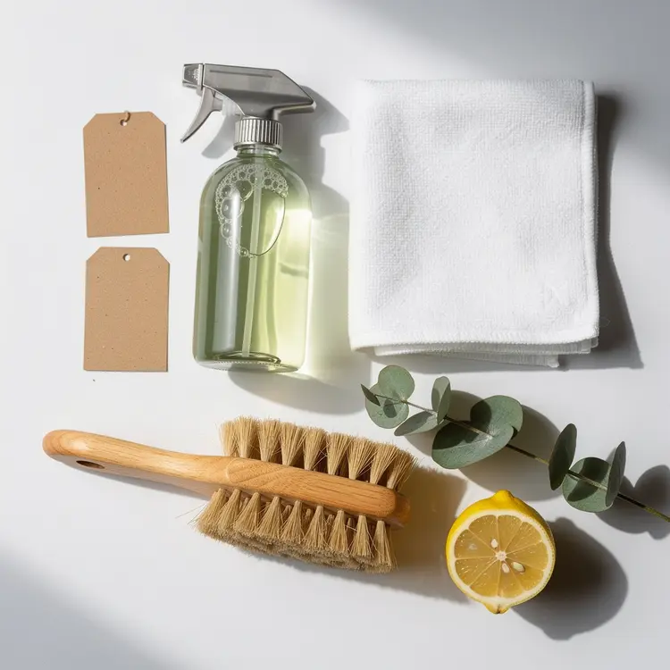 Eco-Friendly Cleaning Supplies Flat Lay