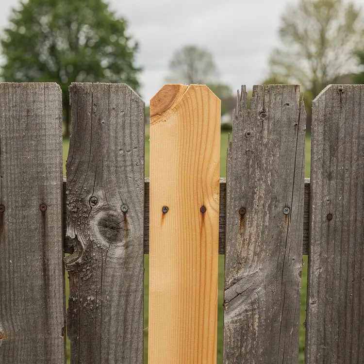 Wooden Fence Repair with New Cedar Picket