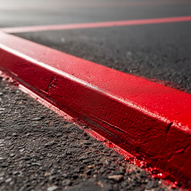 Freshly Painted Red Fire Lane Curb Marking