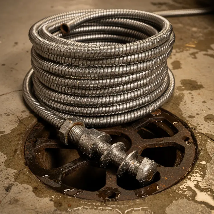Drain Snake Cable on Floor Drain