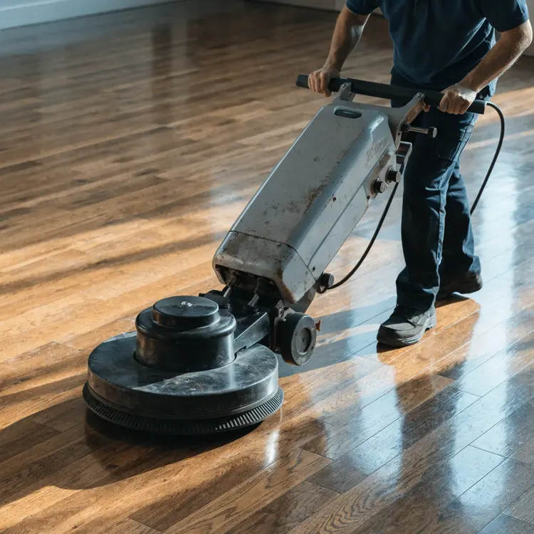 Hardwood Floor Refinishing with Buffer Machine