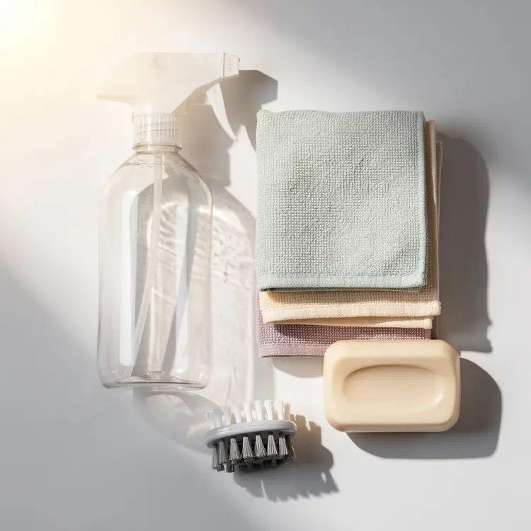 Home Cleaning Supplies Flat Lay