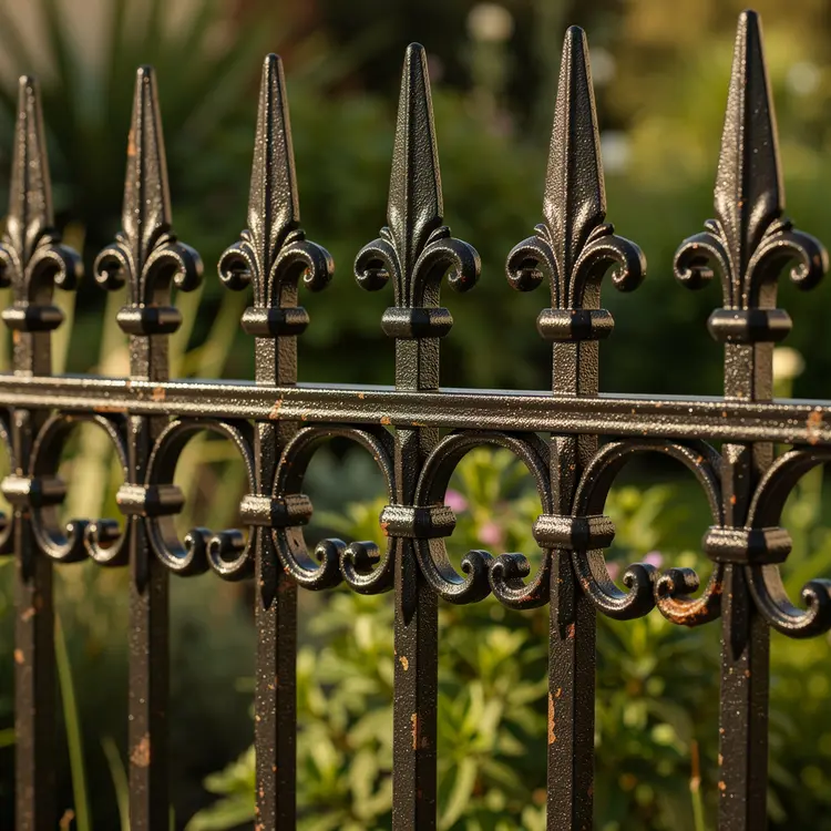 Ornate Wrought Iron Fence Close-Up