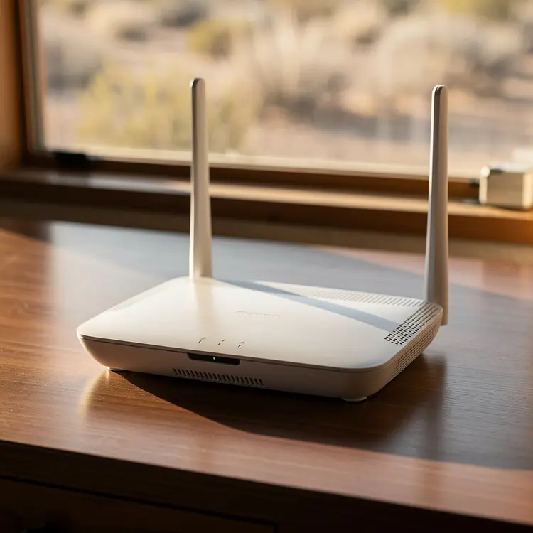 Home Wi-Fi Router on Wooden Desk