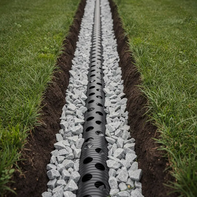 French Drain Installation in Lawn