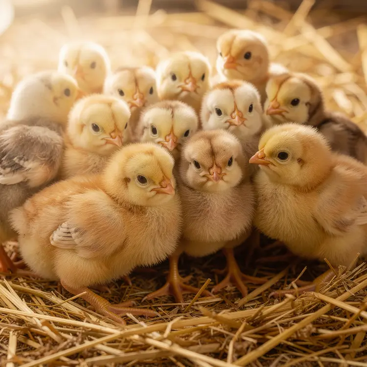 Baby Chicks on Straw