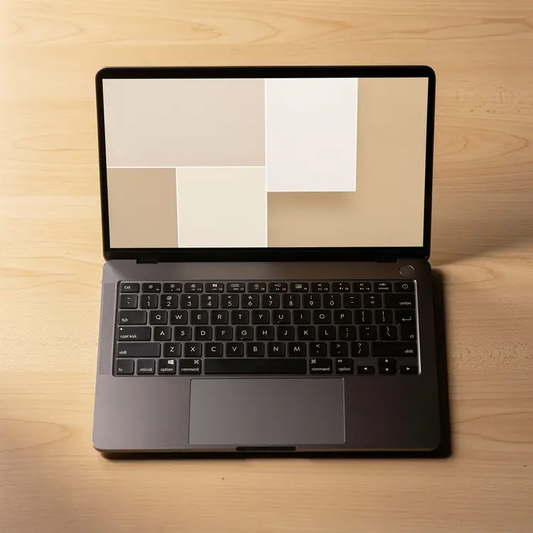 Laptop on Wood Desk