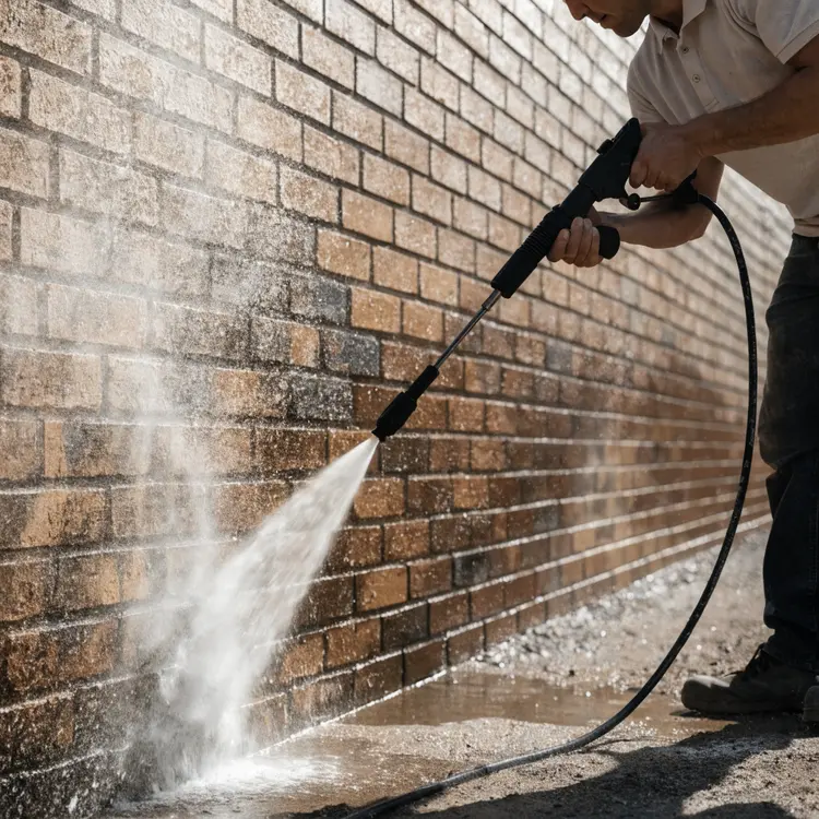 Pressure Washing Brick Wall