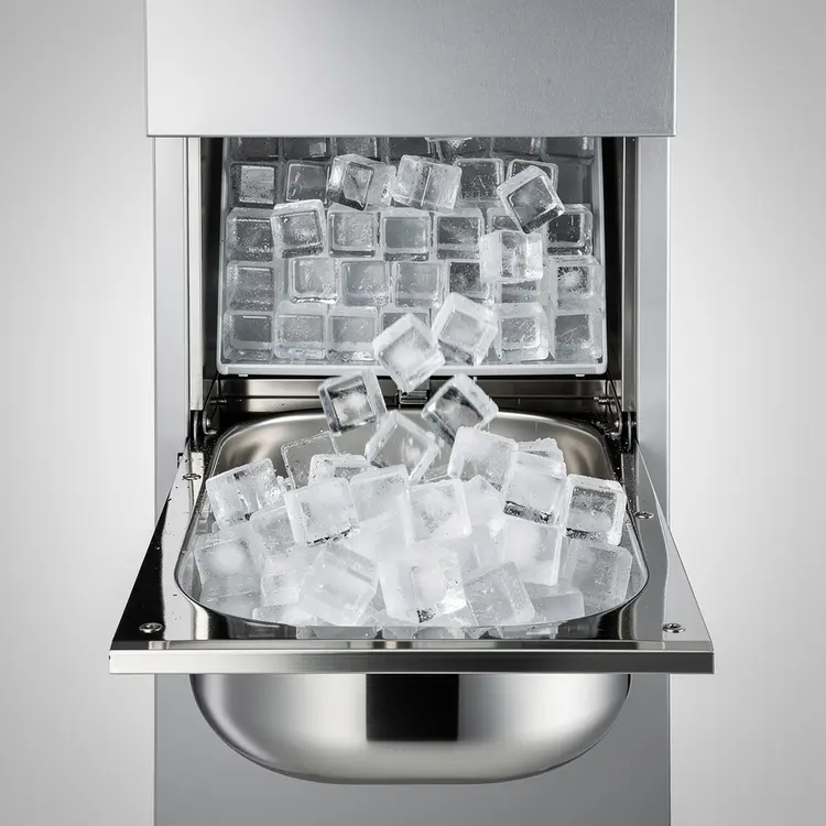 Commercial Ice Machine Dispensing Ice Cubes